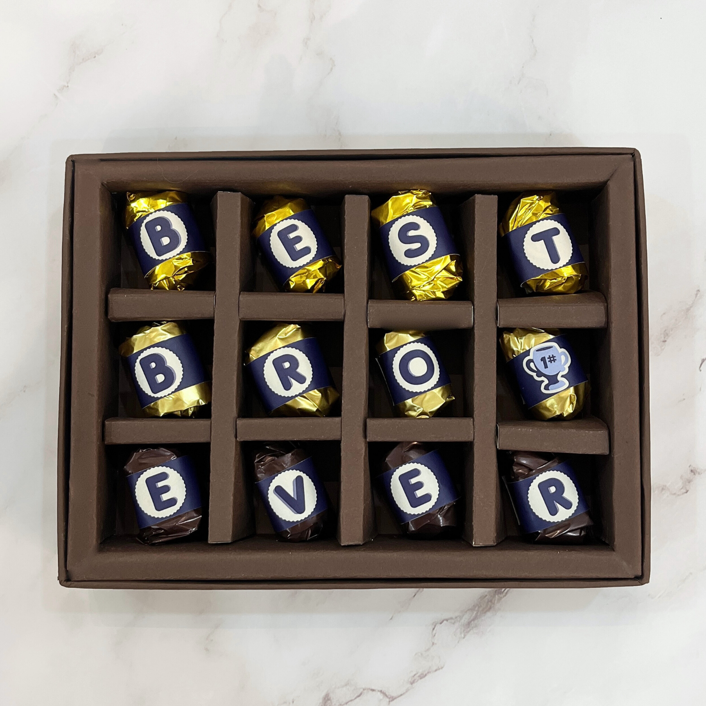 Best Brother Ever Rakhi Gift Box - 12 Pieces Assorted Chocolate Gift Box - Premium Almond and Dates Chocolates