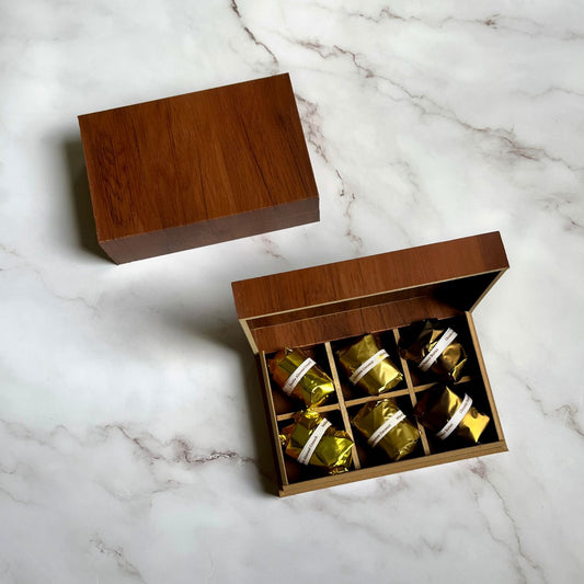 Assorted Chocolates Wooden Mini Box - Set of 2 Boxes - 6 Pieces X 2 Boxes - 180g