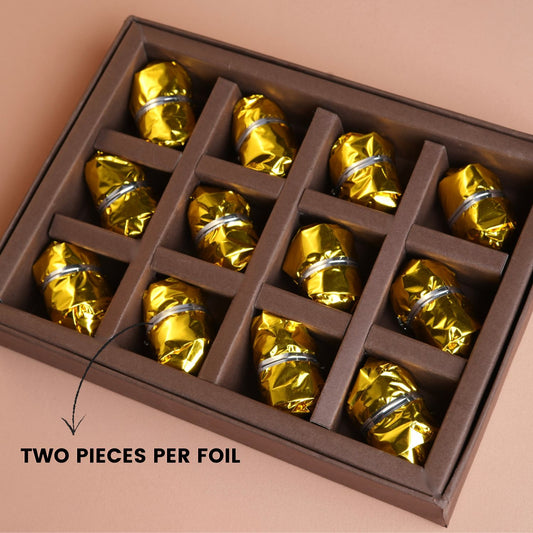 De-pitted Dates with Whole Roasted Almonds at their Centre - 24 Foil Wrapped Pieces