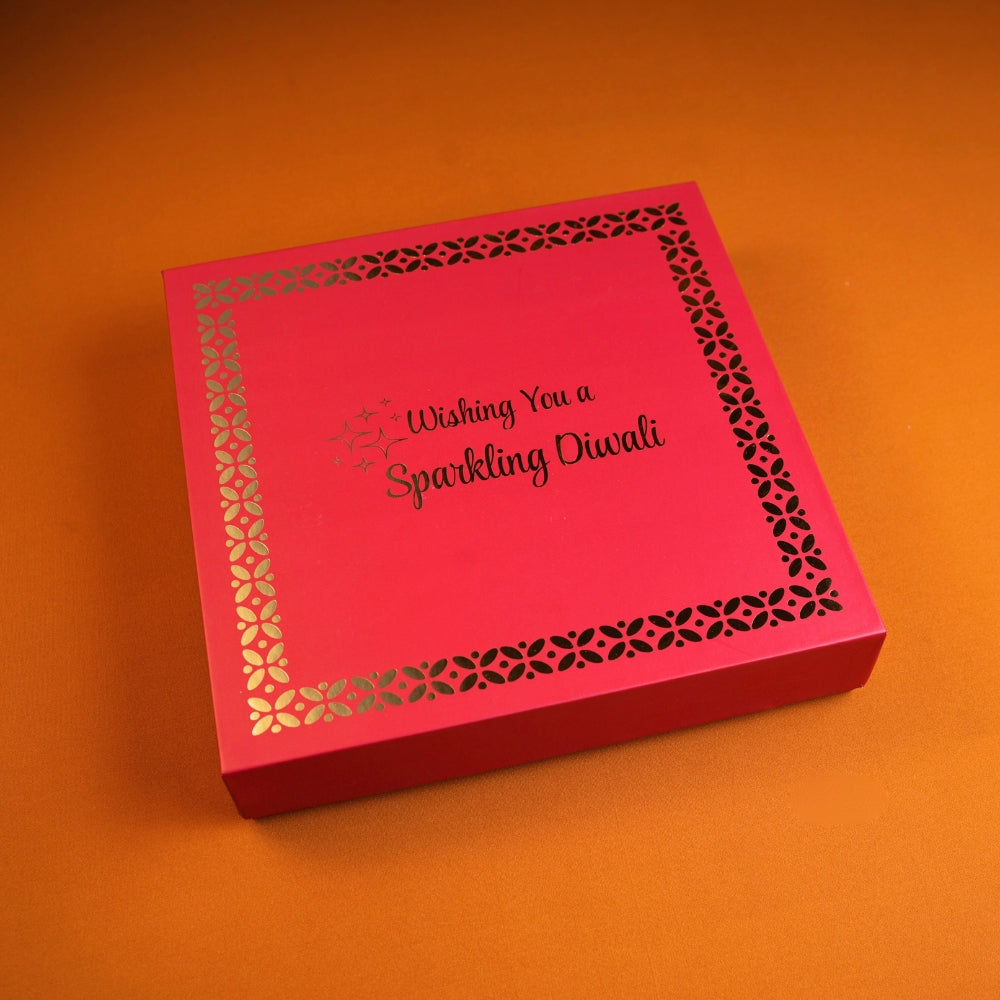 Sparkling Diwali Gift Box with Premium Nuts, Seeds, Chocolates, Cookies and Candles