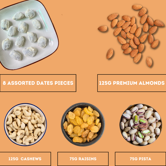 Dried Fruits & Nuts Premium Wooden Gift Box - Nuts, Dried Fruits, Chocolate - 500g
