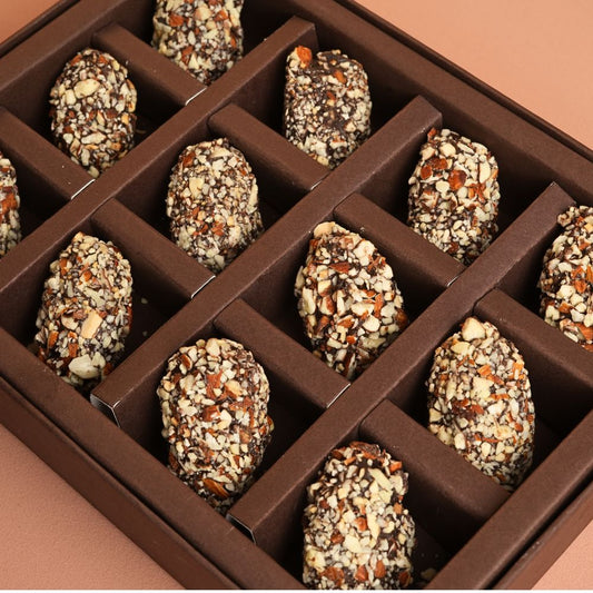 Dark Chocolate Dates with Almonds - 12 Pieces