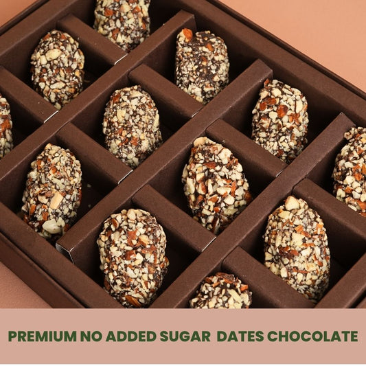 No Added Sugar Dark Chocolate & Almond Dates - 12 Pieces