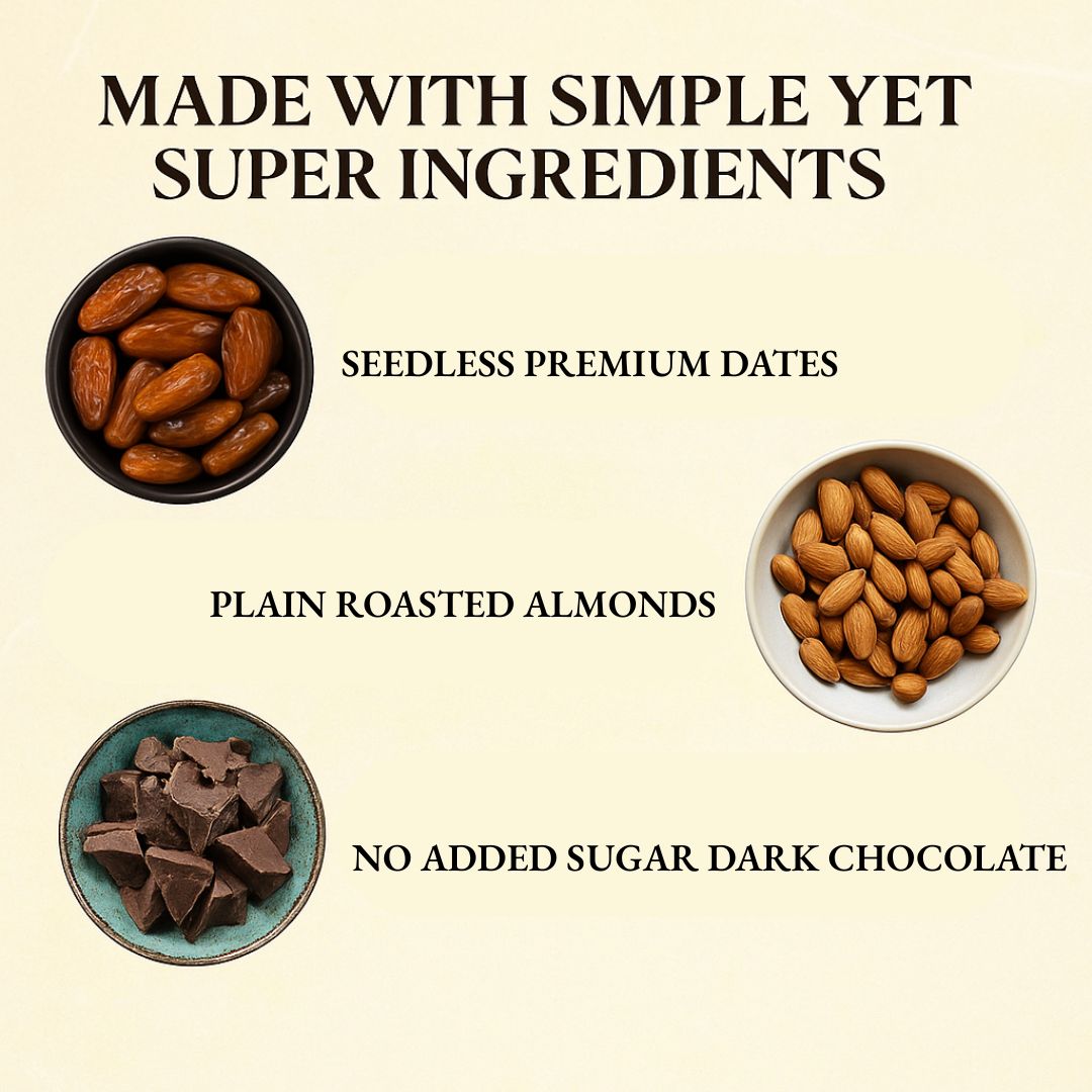 No Added Sugar Dark Chocolate & Almond Dates - 12 Pieces