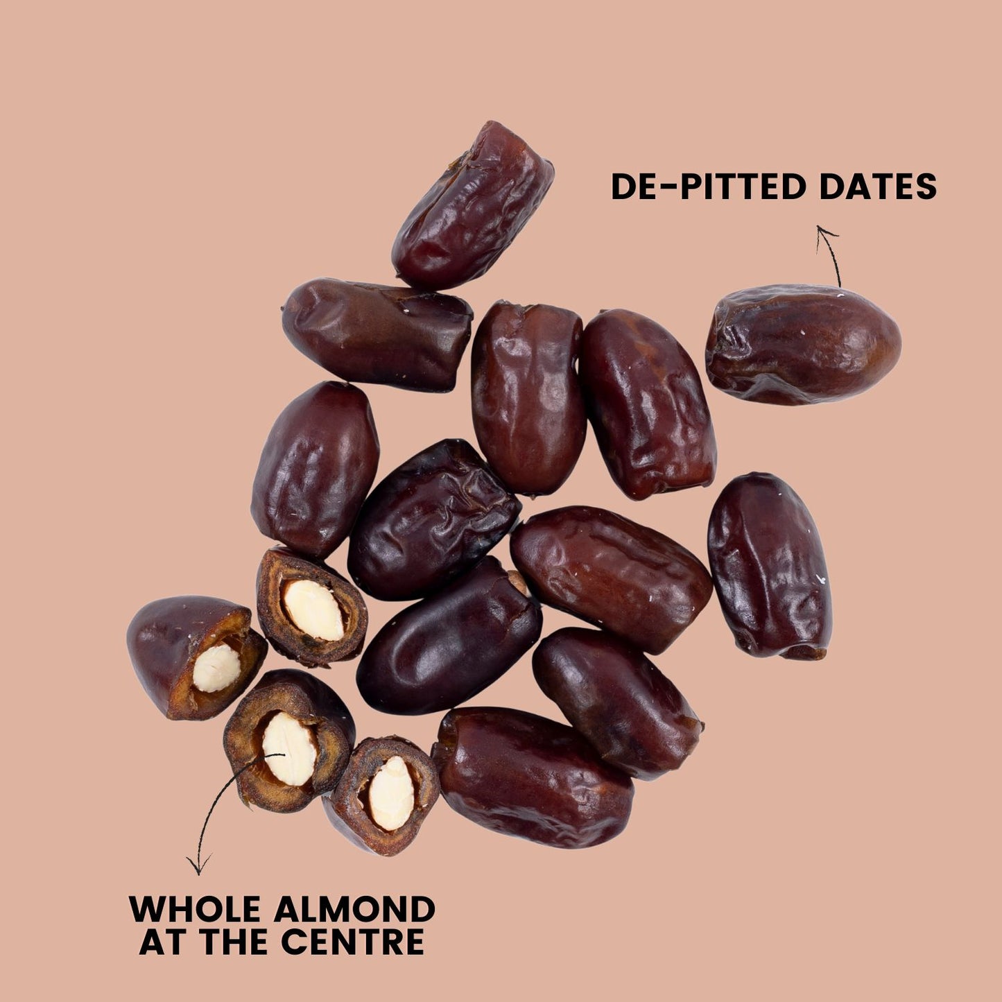 De-pitted Dates with Whole Roasted Almonds at their Centre - 24 Foil Wrapped Pieces