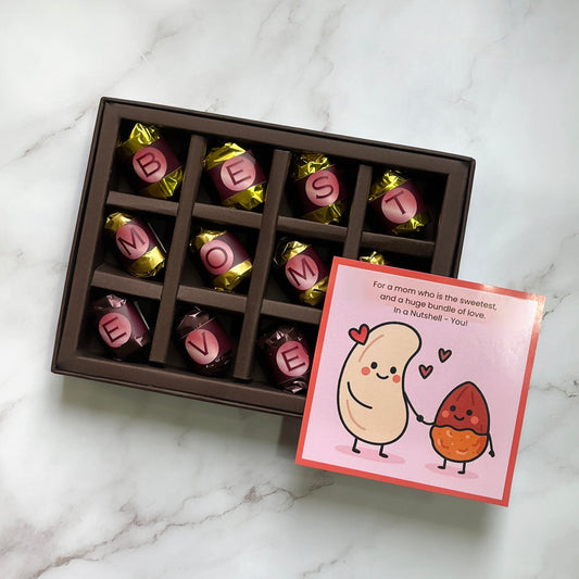 The NutJob Chocolate Gift Box - Best Mom Ever - Appreciation Gift for Mothers - Almond and Chocolate Dates - 12 Pieces
