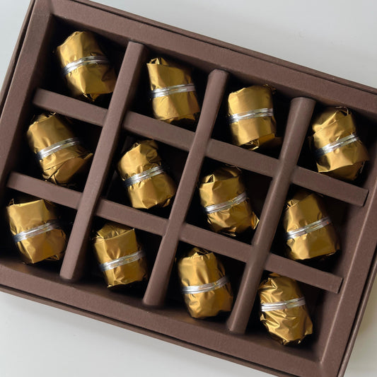 Handcrafted Peanut Butter and Dates Dark Chocolate 12 Piece Box