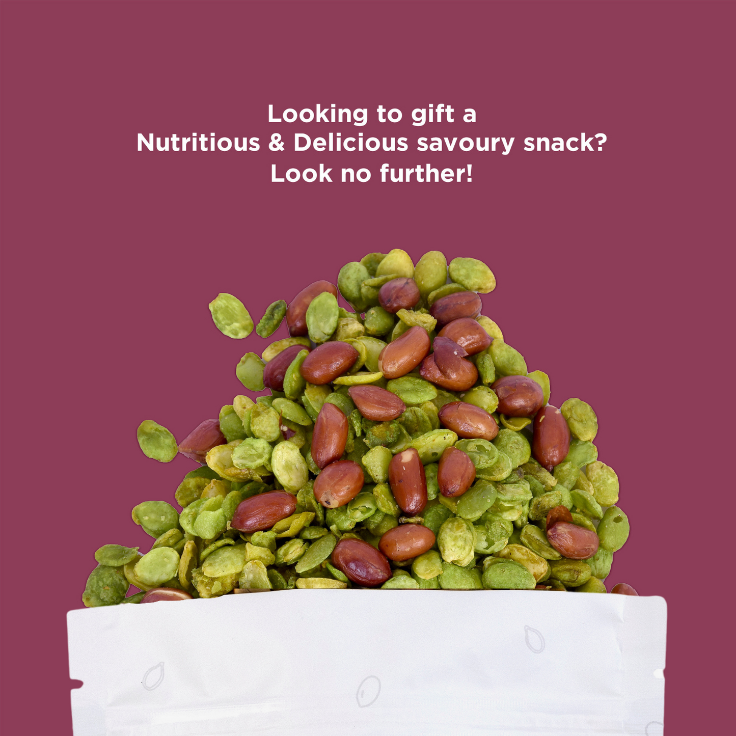 Bean Seeds - Sem ke Beej & Peanuts Mix - Spicy Namkeen Snack, Tea Snack - Nuts & Seeds Mix (250g)