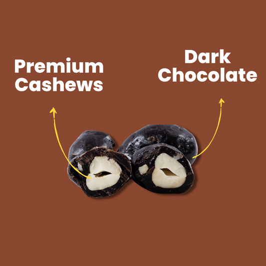 Dark Chocolate Coated Cashews - Premium Cashews coated in Dark Chocolate - 250g Pouch