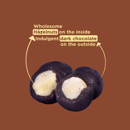 Dark Chocolate Coated Hazelnuts - 250g Pouch