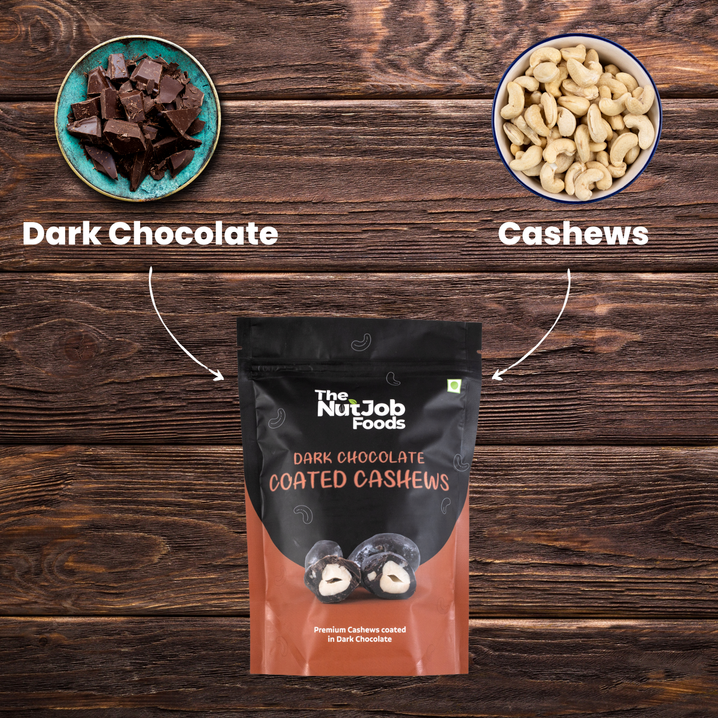 Dark Chocolate Coated Cashews - Premium Cashews coated in Dark Chocolate - 250g Pouch - Protein Source, High Fiber, No Added Preservatives