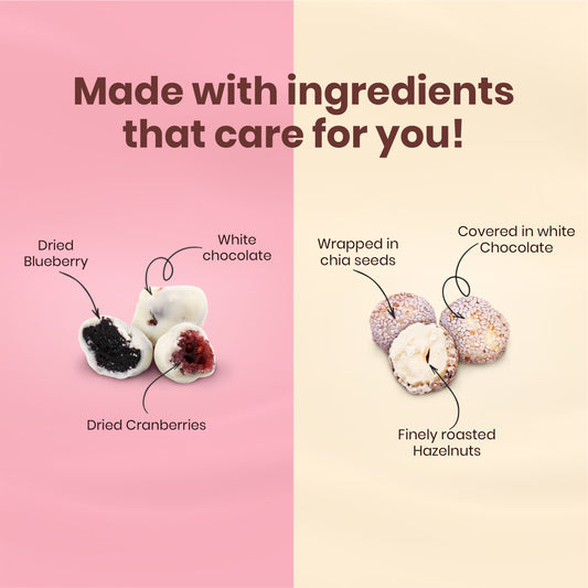 Combo Pack (440g) - Chocoberry Marbles(240g) and White Chocolate Hazelnut Delights(200g)