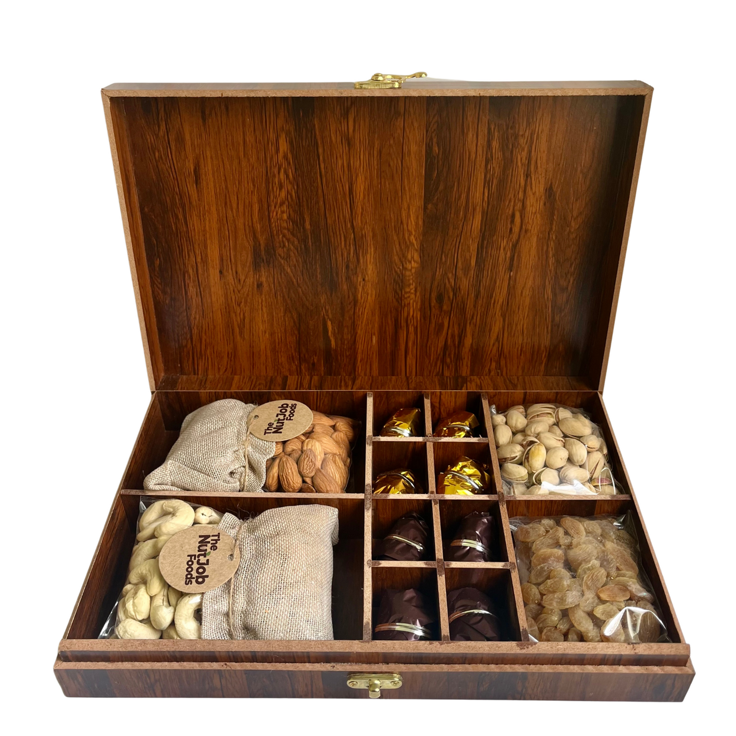 Dried Fruits & Nuts Premium Wooden Gift Box - Healthy Snacks, Nuts, Dried Fruits, Chocolate - Gift Box - 500g (Pista Box)
