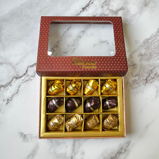 Almond & Chocolate Dates Combo - Premium Nuts & Chocolate Gift Box - 12 Pieces