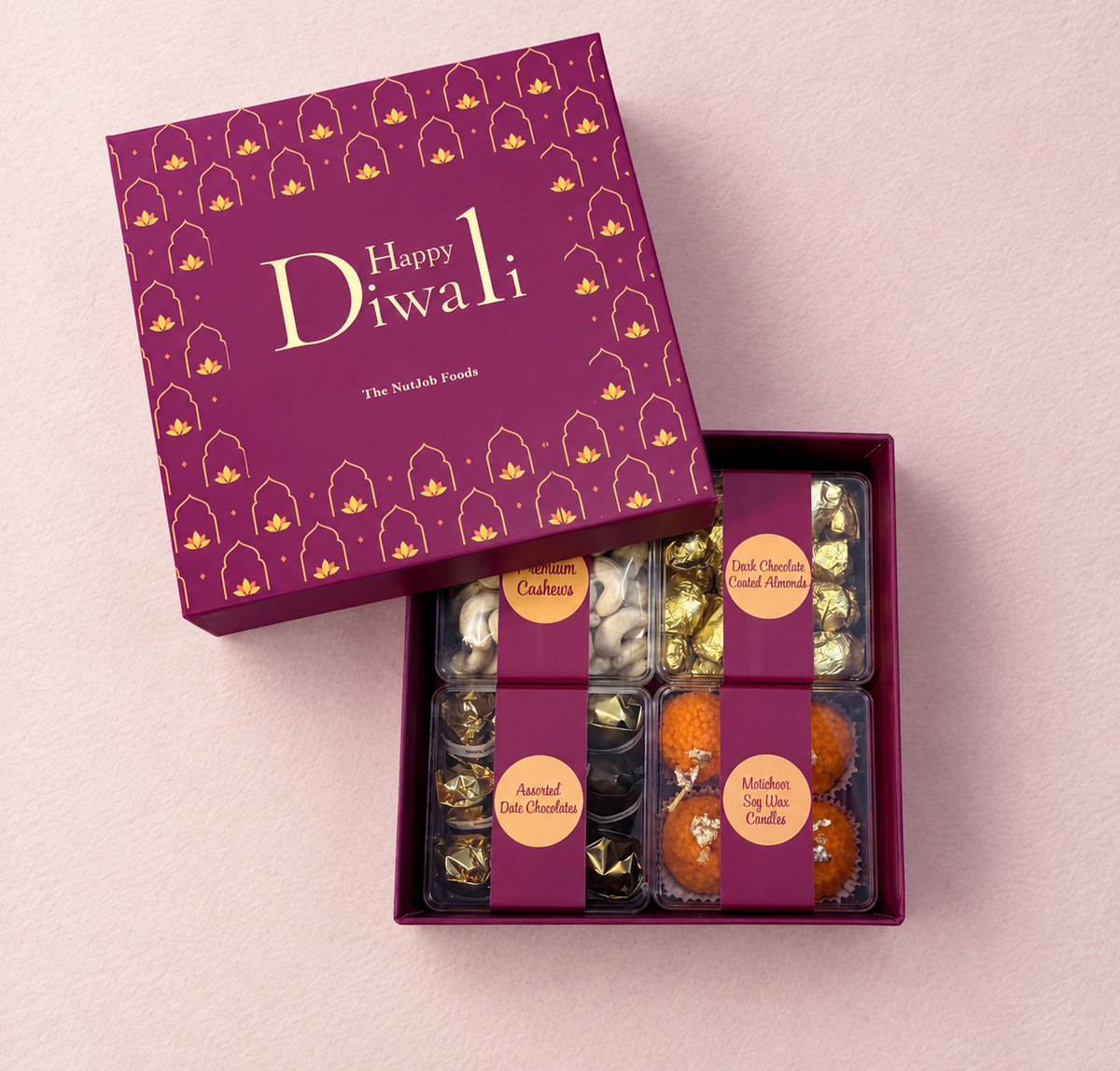 Noor - Four Compartment Diwali Gift Box - 450g