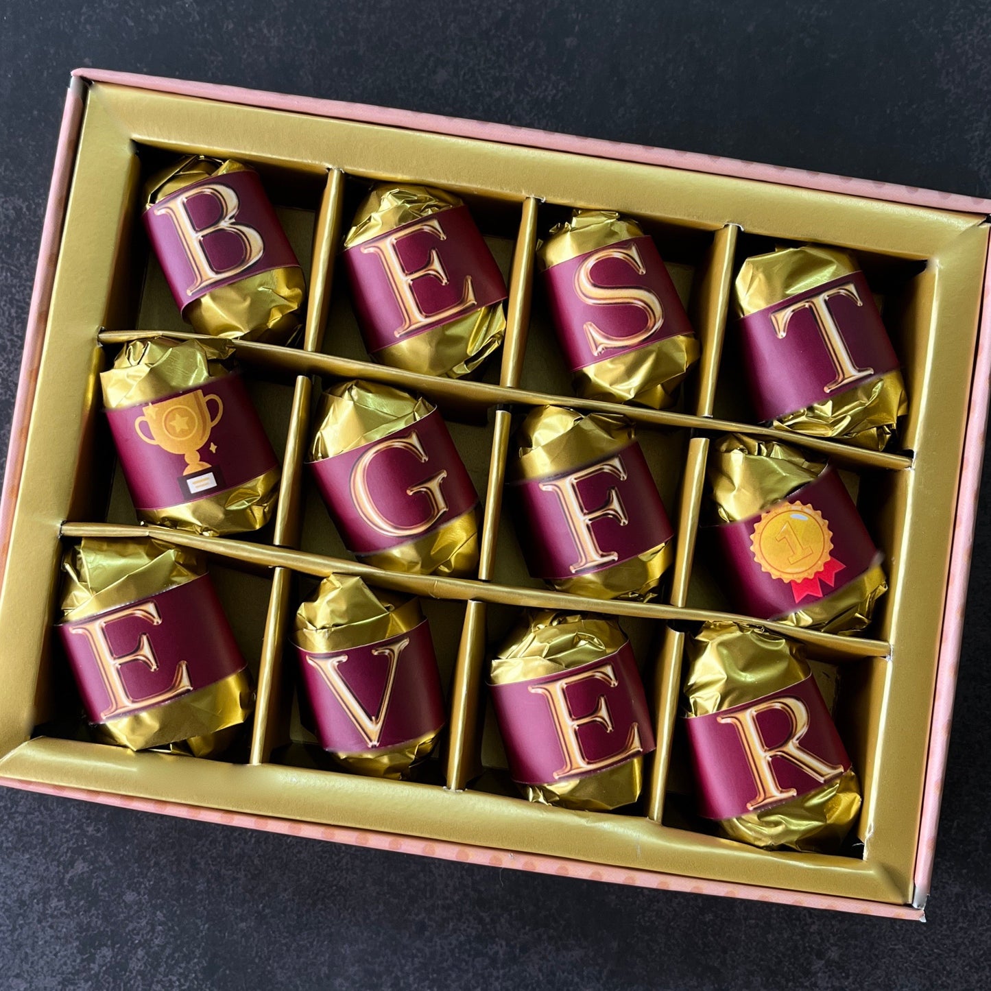 Best Girlfriend Ever - Valentine's Day Chocolate Gift Box - Almond and Chocolate Dates - 12 Pieces