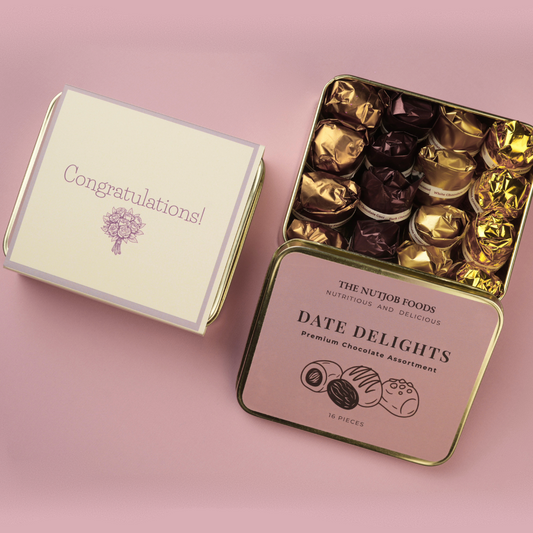 'Congratulations' Date Delights Premium Chocolate Gift Box, Assorted Dates Chocolates, 16 Pieces