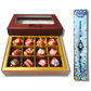 Rakhi Gift Box - Chocolate Dates with Rakhi - 4 Dark Chocolate & Almond Dates with Rakhi - 4 White Chocolate Almond & Coconut Dates - 4 Dark Chocolate Almond & Coconut Dates - Dry Fruits Gift Box - Rakhi Gift