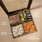 Premium Diwali Gift Box with Assorted Dates Chocolates, Almonds, Cashews, Soy Wax Motichoor Candles, Wooden Box, 500g
