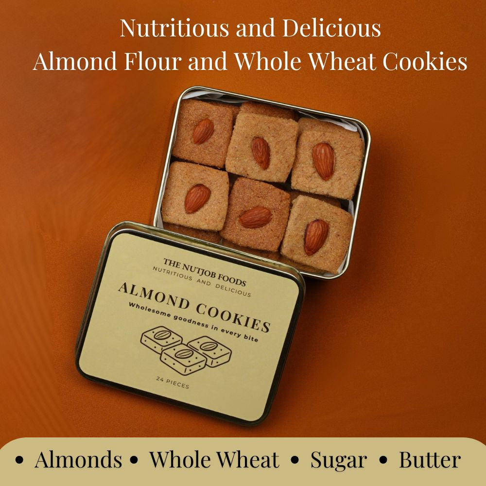 Almond Flour and Whole Wheat Cookies Tin Box - 24 Pieces