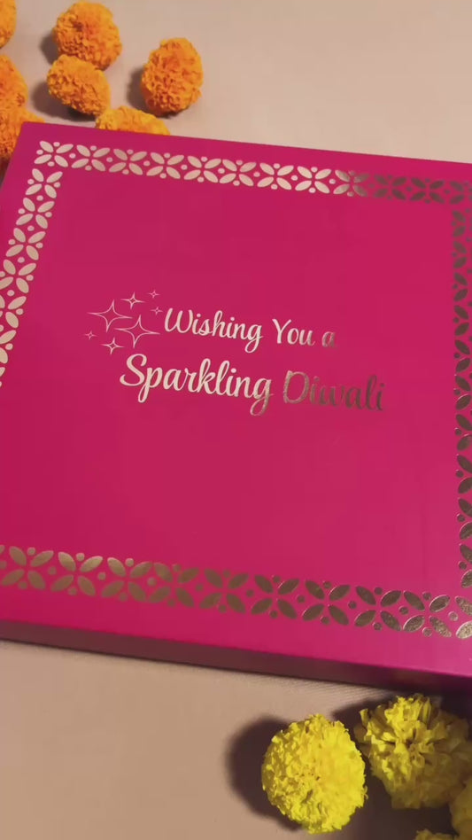 Sparkling Diwali Gift Box with Premium Nuts, Seeds, Chocolates, Cookies and Candles