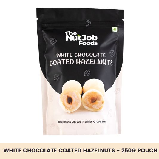 White Chocolate Coated Hazelnuts - 250g Pouch - Chocolate Coated Nuts
