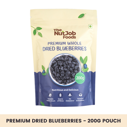 Premium Dried Blueberries - 200g Pouch - Imported Whole Blueberries