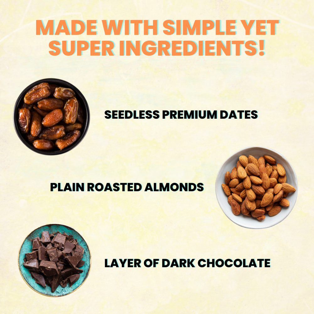 Dark Chocolate Coated Dates Stuffed with Almonds with Diced Almonds Coating - 12 Foil-Wrapped Pieces
