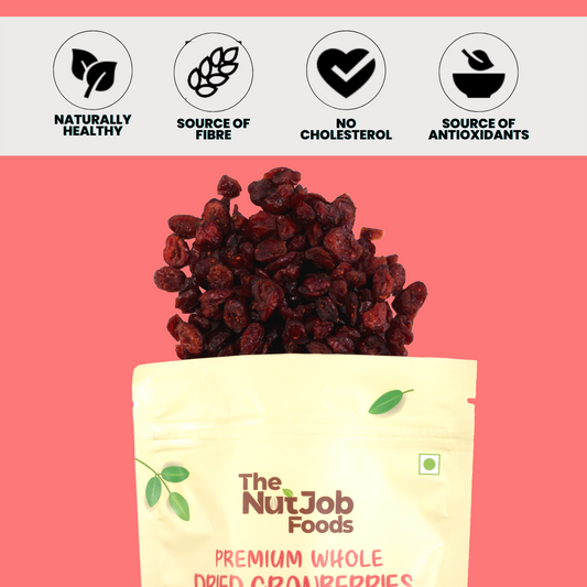Premium Dried Cranberries - 250g Pouch - Imported Berries - Healthy Snack - Dry Fruits, Whole Cranberries
