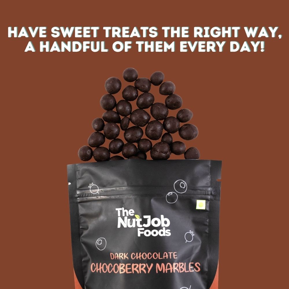 Dark Chocolate Chocoberry Marbles - Dried Blueberries & Cranberries coated in Dark Chocolate - 250g Pouch - Protein Source, High Fiber, No Added Preservatives