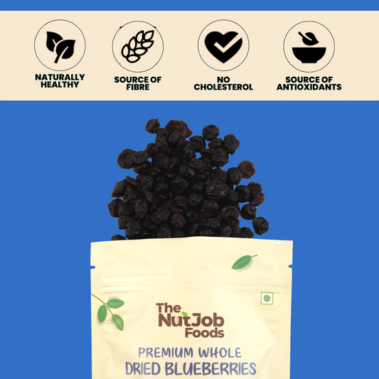 Premium Dried Blueberries - 200g Pouch - Imported Berries - Healthy Snack - Dry Fruits, Whole Blueberries