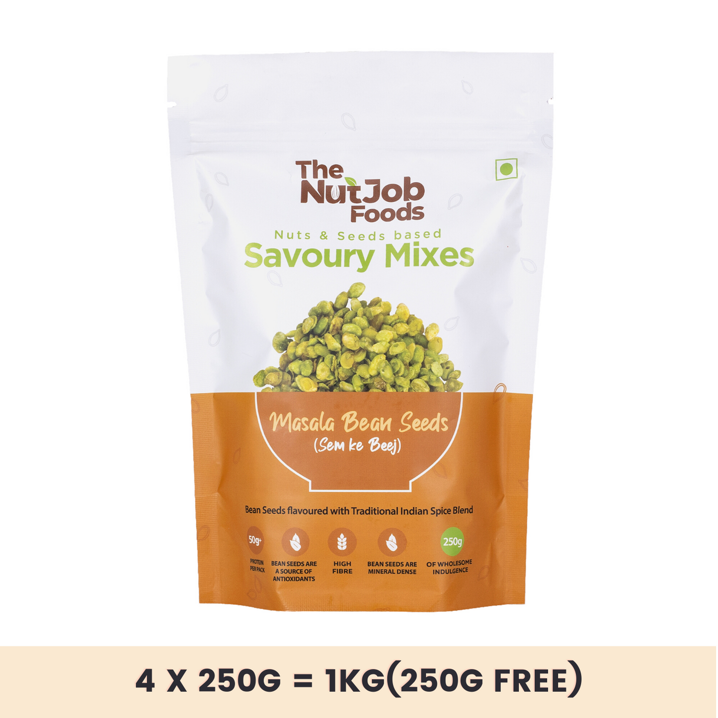 Buy 3 get 1 Free - Bean Seeds(Sem ke Beej) with Masala - Nutritious & Spicy Namkeen Snack - 250g