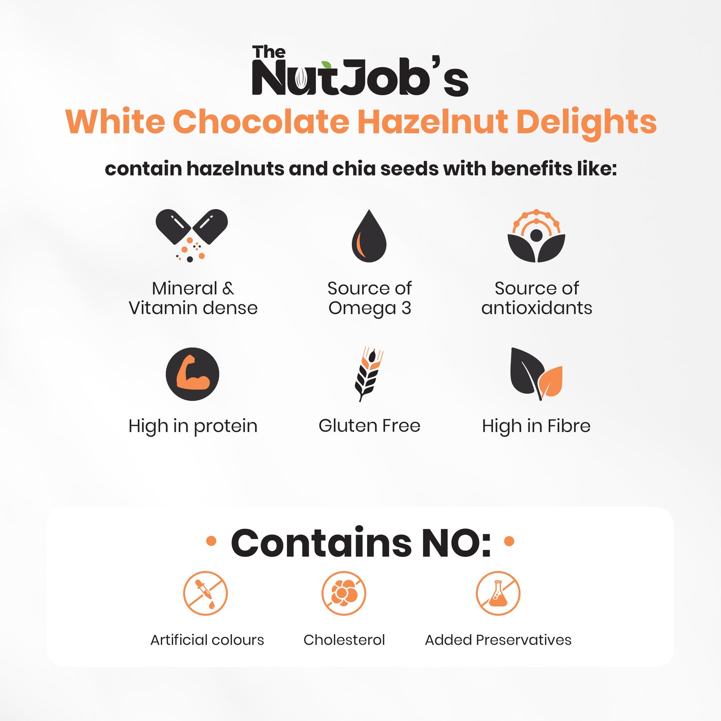 White Chocolate Hazelnut Delights - White Chocolate and Chia Coated Hazelnuts - 200g